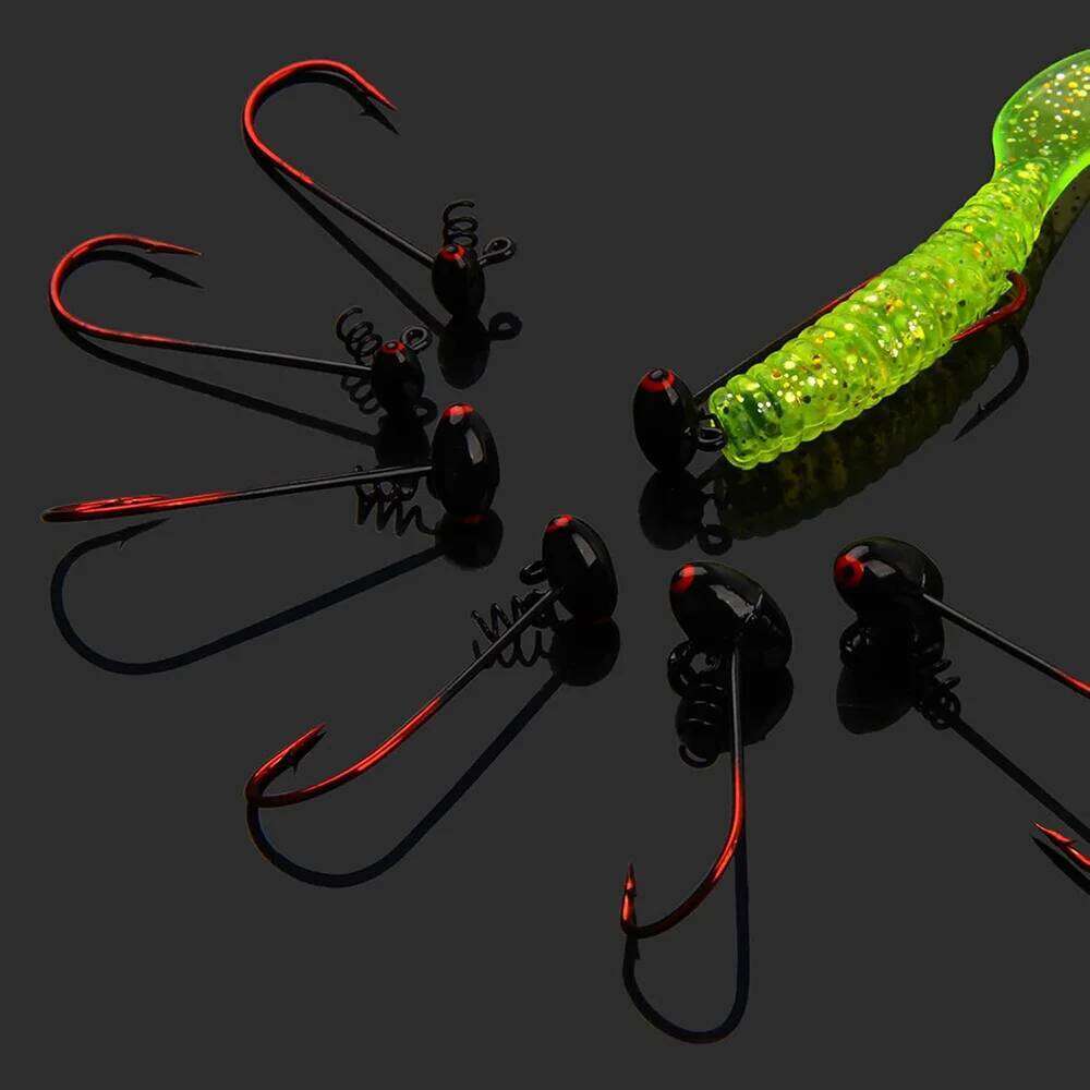 6Pcs Jig Head Shaky Football head Soft Worm Lure spring lock Weighted jig fishing Hooks for Bass Fishing 1/4 1/8 1/16oz Z260228