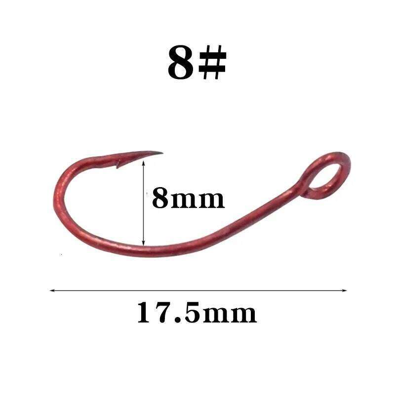 OUTKIT 20pcs High Carbon Steel Red Single 6# 8# 10# Carp Fishing Hook With Ring Fish Hooks For Lure Spoon Z260228
