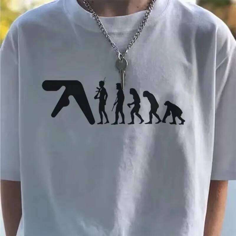 Men T-Shirt Aphex Twin Oversized Cotton Short Sleeve Tee Y2k Tops Harajuku Streetwear Korean Fashion Vintage Aesthetic Clothing C260228 - view 3