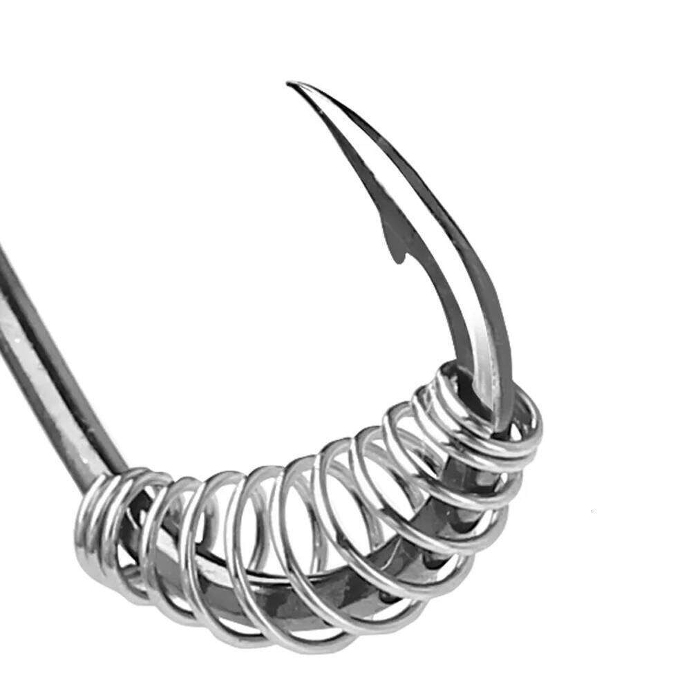 10pcs/lot iseama 1#-10# spring fishing hooks Stainless Steel Barbed Swivel Explosion Hooks for Carp Fly Fishing Pesca Z260228