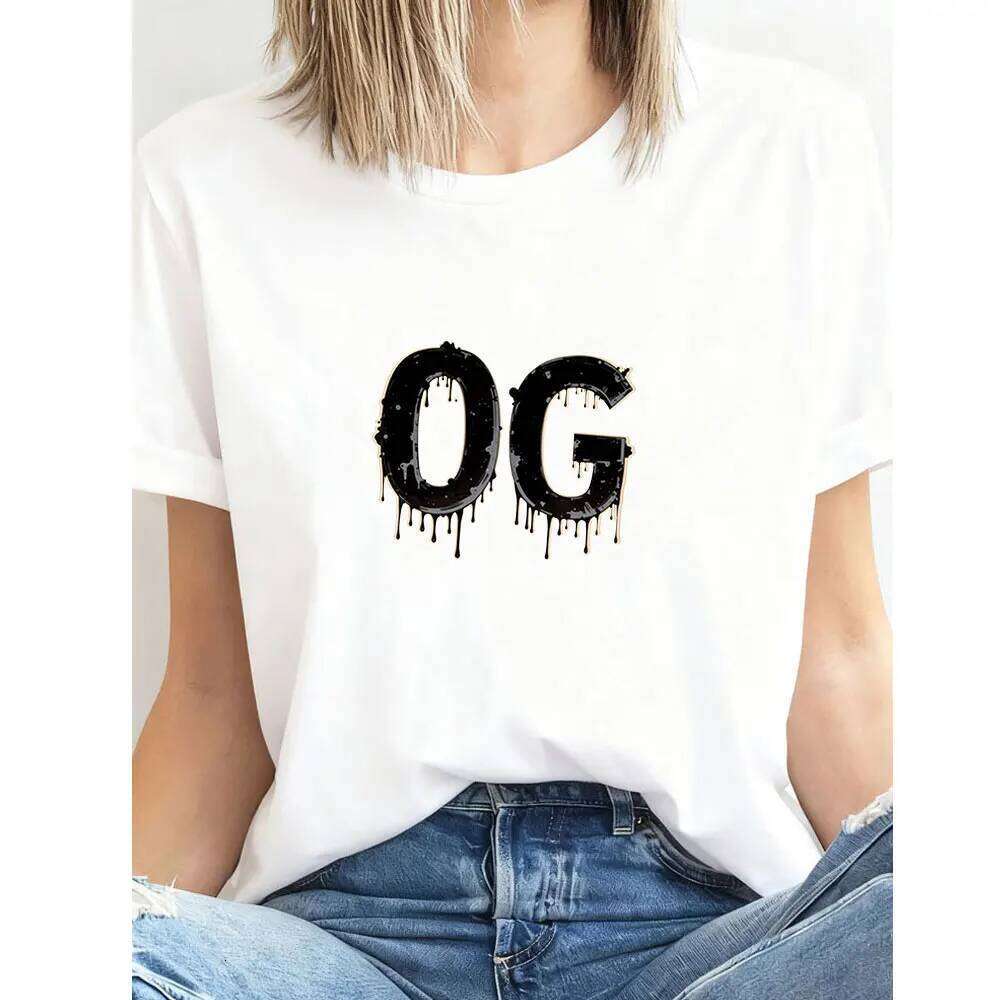 Black Drip Typography Print T-Shirt Casual cotton graphic t shirts Creative streetwear Classic O-neck shirt C260228 - view 7