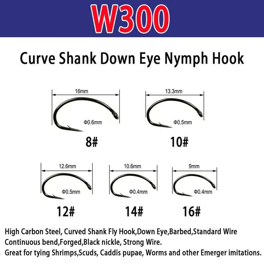 Vampfly 50pcs Barbed Fishing Nymphs Pupa Egg Dry Wet Jig Nymph Caddis Streamer Fly Tying Hook Z260228