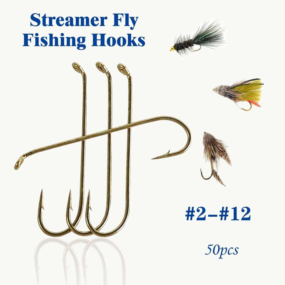 Aventik EP-79580 5X Long Fly Tying Hooks for Nymphs and Streamers Bronze, Round Bend, 2X Strong Wire fishing hook Z260228