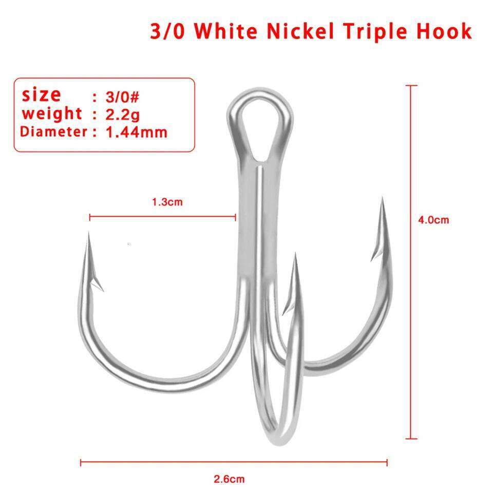Balanzze Hooks Triple 10pcs Size 3/0-12# Anchor Barbed Treble Hook High Carbon Steel Fishing Tackle Z260228