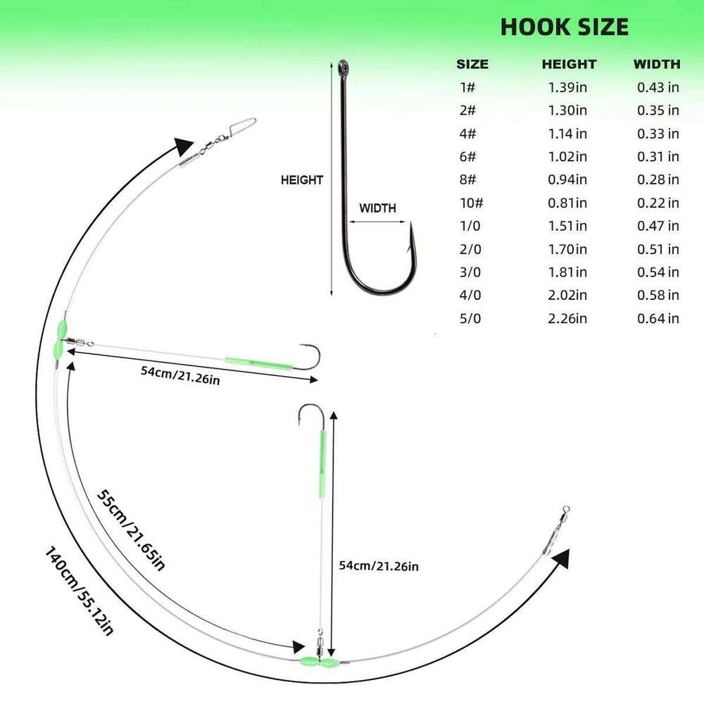 ZYZ Hook 2-Aberdeen Tie off the String with Luminous Tube High Speed Swivel Saltwater Fishing Hooks Z260228