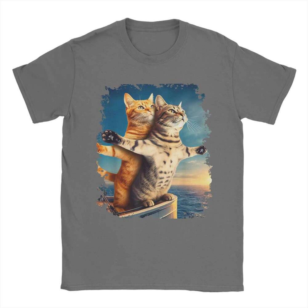Meme for Kids Girls Funny Cat Titanic T Shirts Men T-Shirts O Neck Tee Shirt Short Sleeve Tops Gift Idea C260228 - view 4