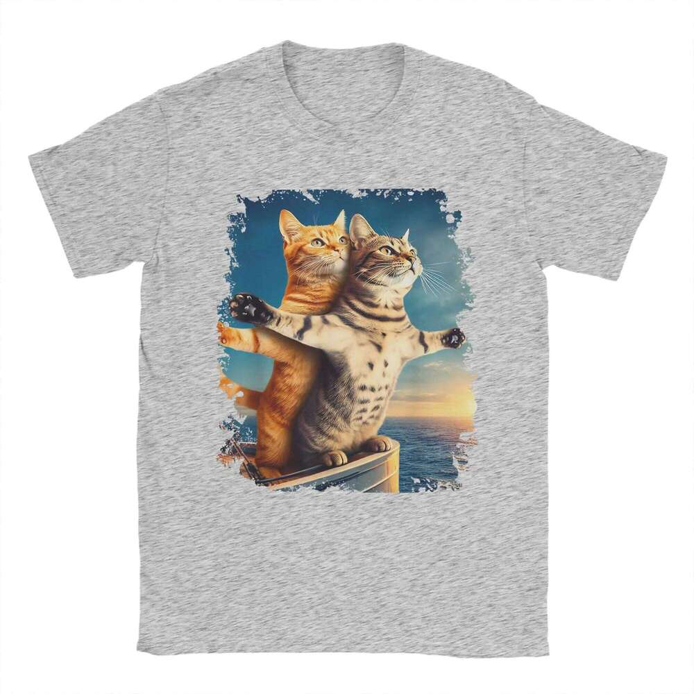 Meme for Kids Girls Funny Cat Titanic T Shirts Men T-Shirts O Neck Tee Shirt Short Sleeve Tops Gift Idea C260228 - view 3