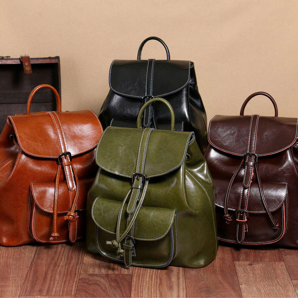 Luxury Shoulder Bags Totes Hobo New Fashion Trend Bag Genuine Women S Casual Travel Oil Wax Soft Leather Small Backpack Wholesale SENYY