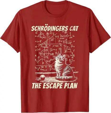 Funny Schrdinger's Cat Escape Plan Science Design T-Shirt Cute Intellect Seamlessly Graphic Kitty Saying Tee Novelty Gift Y2k C260228 - view 3