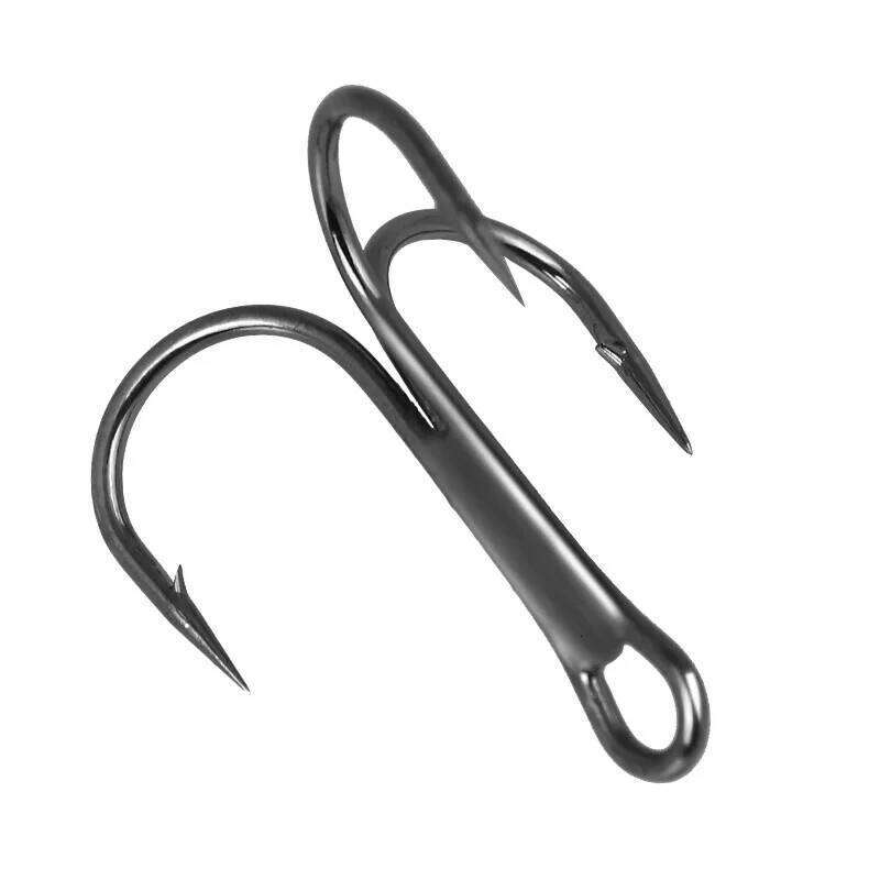 10pc/Lot High Carbon Steel Treble Hooks 2/4/6/8/10/12# Fishing Tackle Black/Brown/White Fish Hook Z260228