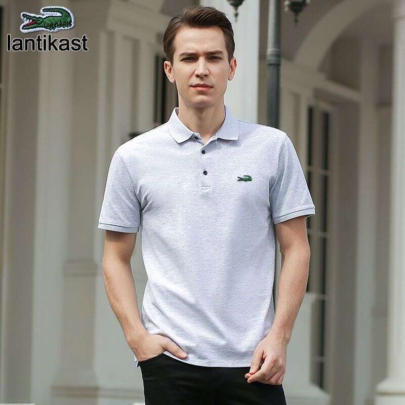 LANTI KAST Noble designer handbag Crocodile Polo Shirt Men's Summer Short Sleeve T-Shirt Pure Cotton Turn-Down Collar Loose Plus Size Women'