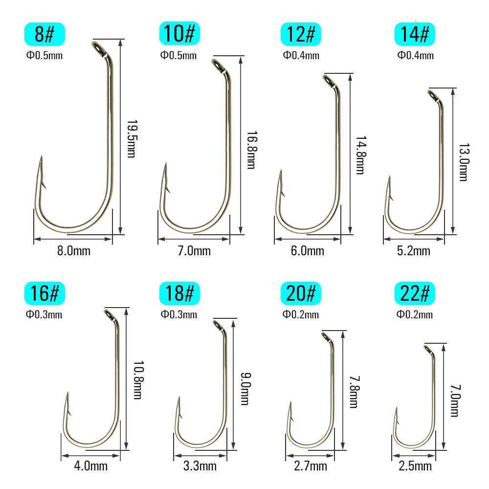 ICERIO 100PCS 200PCS Standard With Barb Nymph Dry Wet Fly Tying Hook 8#~22# Z260228