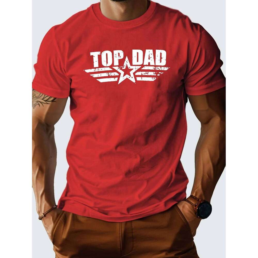 Men's 100% pure cotton fashionable casual comfortable loose dad print sports round neck short sleeved T-shirt top C260228 - view 4