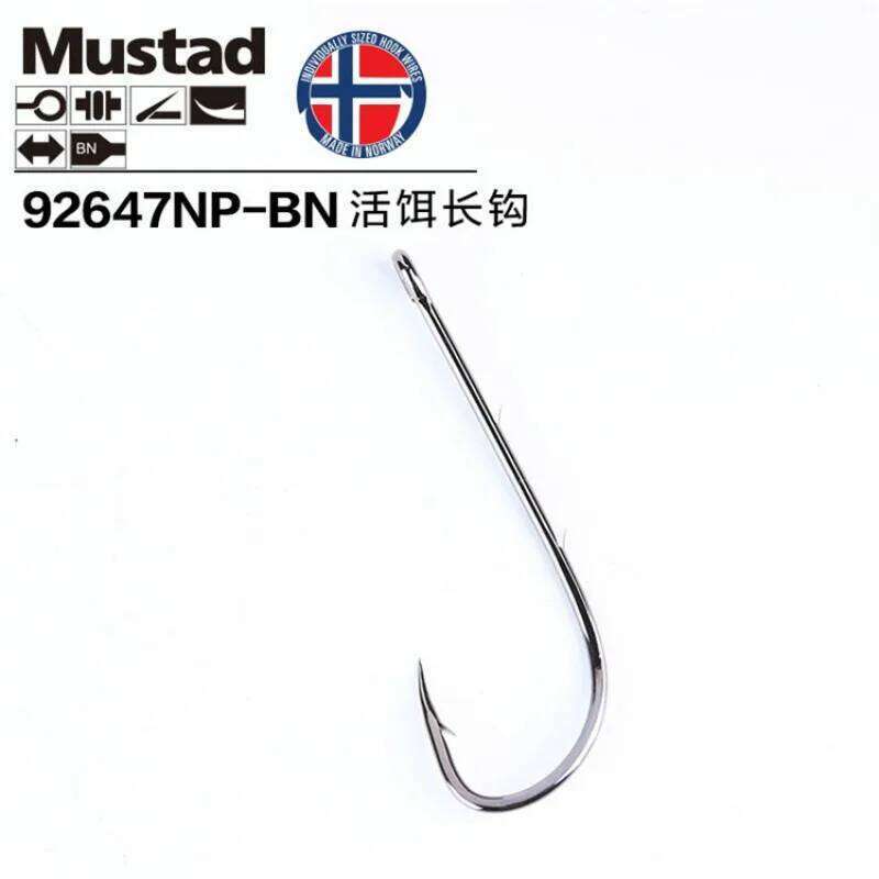 Original Mustad 92647 Live Bait Casting Double Backstab Fishing Worm Barbed Hooks Pesca Fish Accessories Z260228