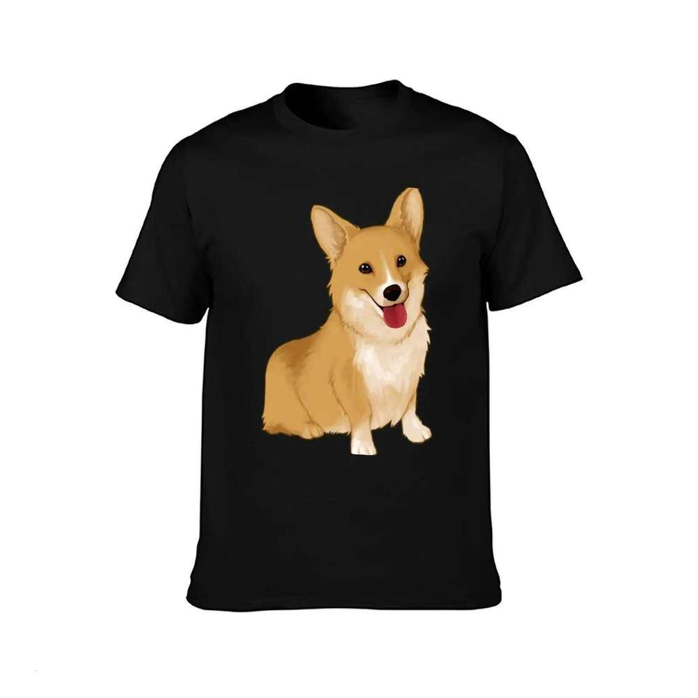 Cute smiling corgi black t-shirt plain for package man funny t shirts cotton T-Shirt C260228 - view 3