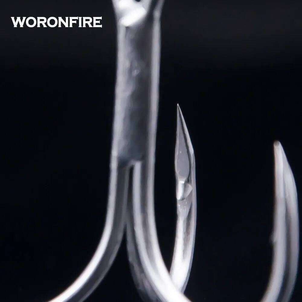 20pcs/lot Thick Treble Hook Strong Pull 1# 2# 4# 6# 8# 10# 12# High Carbon Steel Round Folded Triple Owner Fishing Hooks Z260228