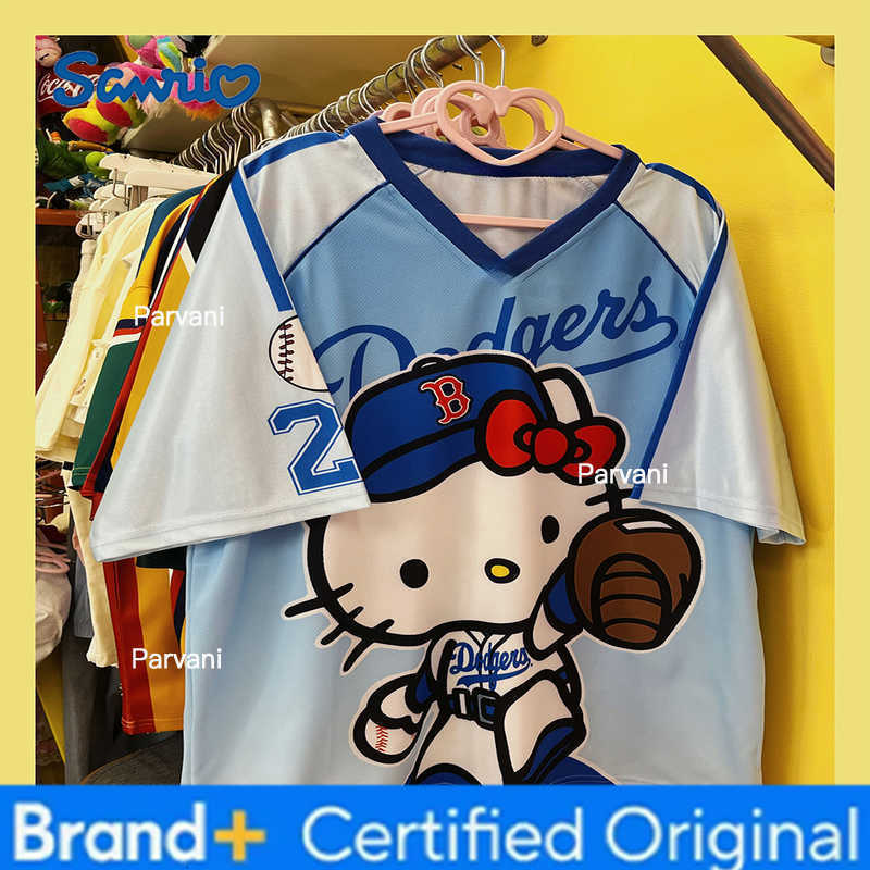 Sanrio 2025 Music Hello Kitty V-neck Football Tshirt Cartoon Sportswear Kid Adult Loose Casual Breathable Sport Streetwear Tee H2602281