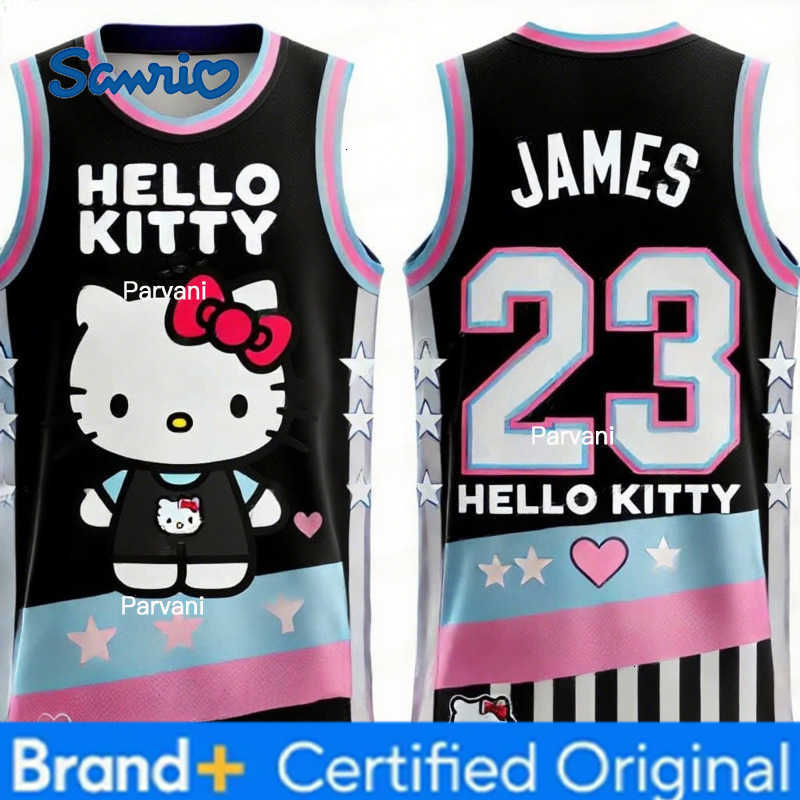 Sanrio 2025 Summer New Fashionable Kawaii Hello Kitty Vest Womens Casual Shirt Street Outdoor Running Basketball Training Top H260228