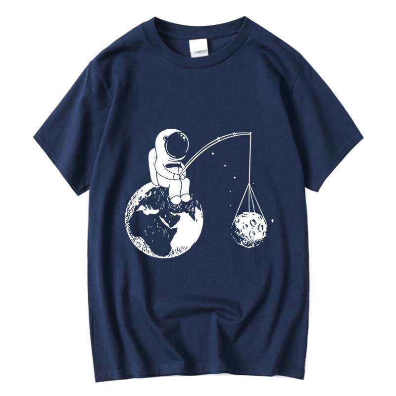 Summer Casual High Quality T-shirt 100%cotton Loose Funny Design Astronaut Printing for Men Top Cool Tshirt Male Tee Shirts C260228 - view 3