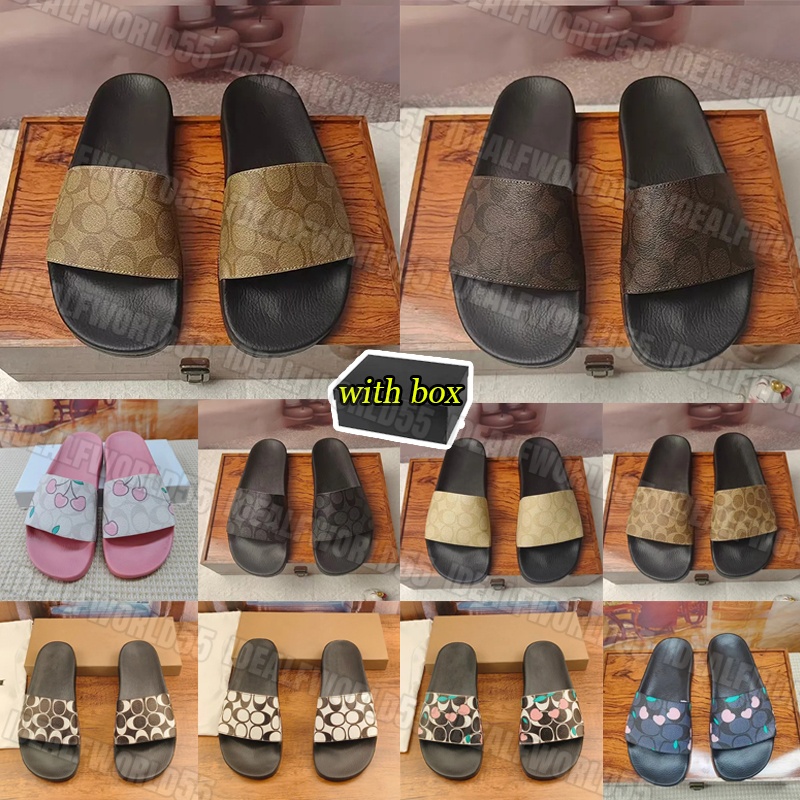 Designer coac Slides Mens Womens Sandals Flats Slippers Stylish Summer Outdoor Beach Sandal Floral Print Flip Flops Brown Non-slip Sliders Shoes