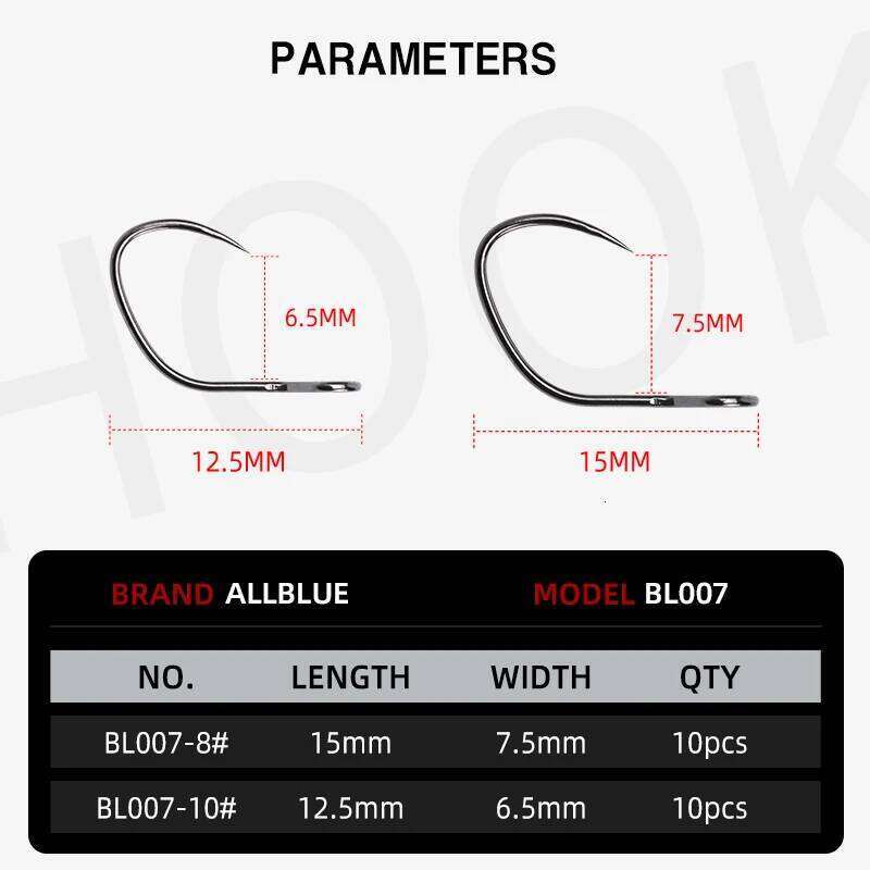 BLUX 10pcs Barbless 10# 8# Vertical Eye Forged Anti-rustcoating Trout Fishing Hook Z260228