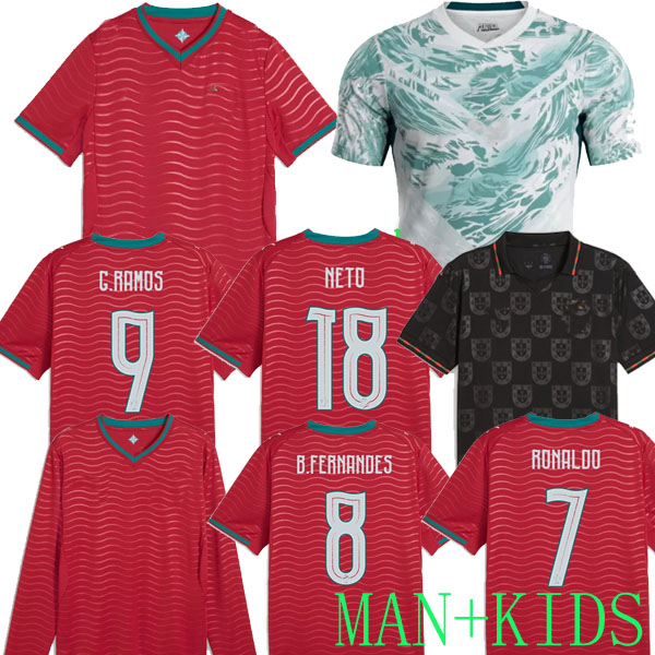 25 26 Portugal Soccer Jerseys FERNANDES Portuguesa 2025 2026 Football Shirts Men Kids Kit B.FERNANDES JOAO FELIX long sleeve fans player version BERNARDO