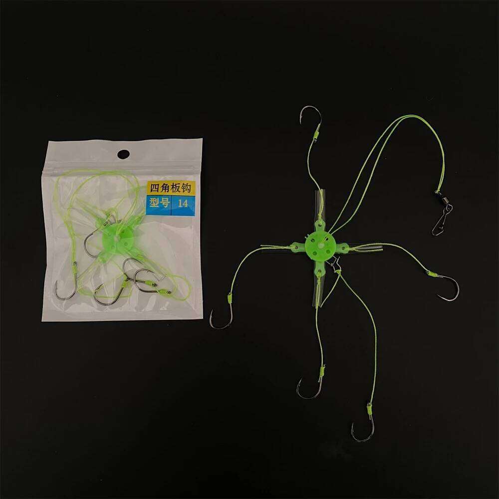 High Carbon Steel Explosion 5 Hooks Lure Bait Silver Carp Trap Feeder Cage Sharp Fishing Hook with Line Pressing Board Z260228