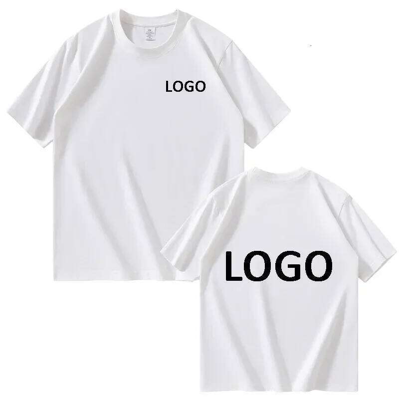 European size 100% pure cotton custom men's T-shirt front and back logo text photos, summer breathable short sleeved top2025 C260228 - view 4