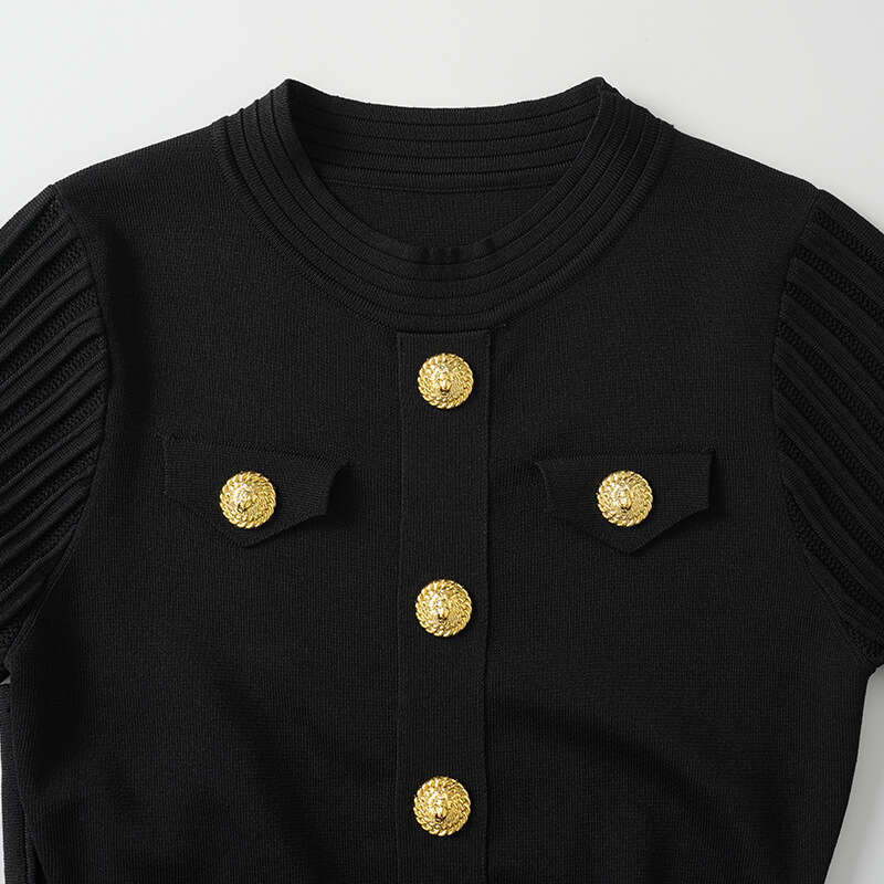 2026 summer designer style French social pocket knit petite hem slim fit dress a2 for women