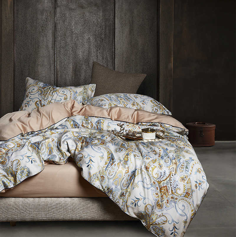 Luxury Egyptian Cotton Bedding Set Queen King size Bright Flamingo Leaf Duvet Cover Bed sheet set Fitted sheet X250912