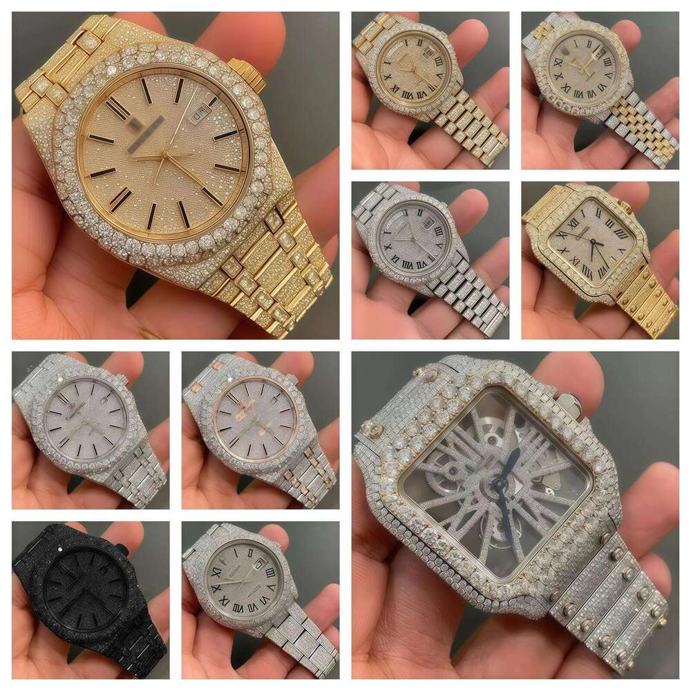 moissanite vvs high quality watch Top Quality Automatic Mechanical Women Designer Men Moissanite Pass test Watches Iced Out Vvs Dia Watch Free Fast delivery 123