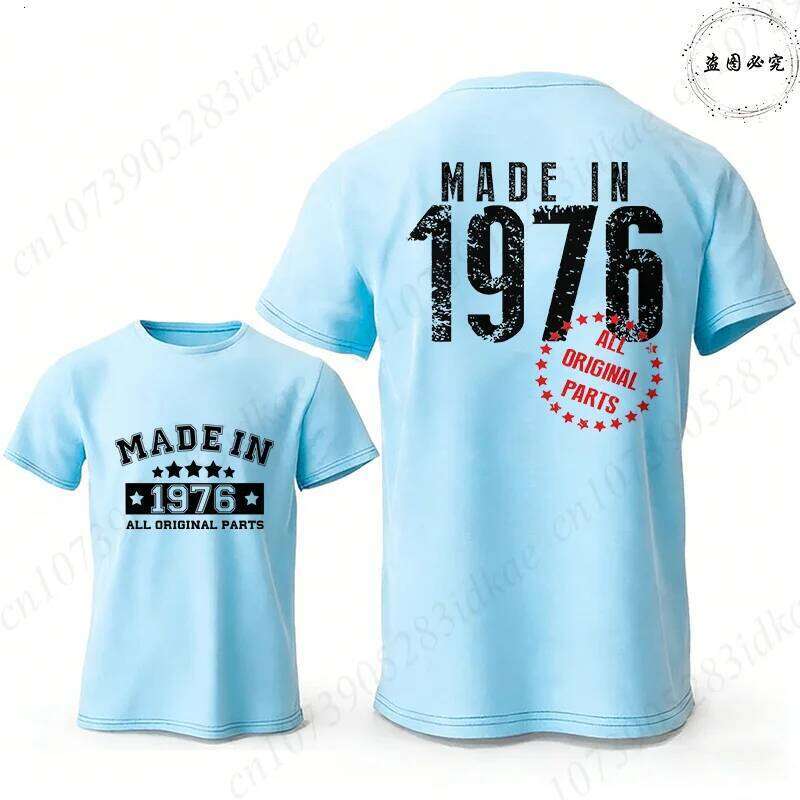 Retro Men's 50th Birthday T-shirts: Made in 1976 All Parts Graphic Tops Short Sleeve Tees Oversized Male Clothing C260228 - view 6