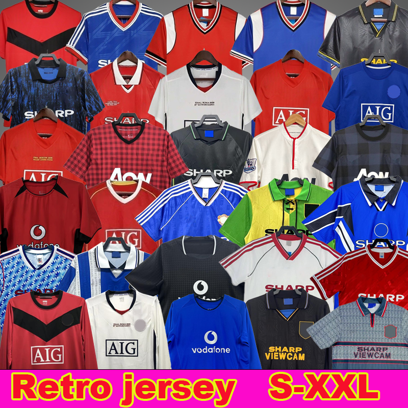 88 98 99 MUFCes Football Club Retro football jersey Ronaldo Rooney Giggs Nani 06.07.08 Long Sleeved Scholes Tevez BERBATOV VIDIC Vintage Classic Football shirt