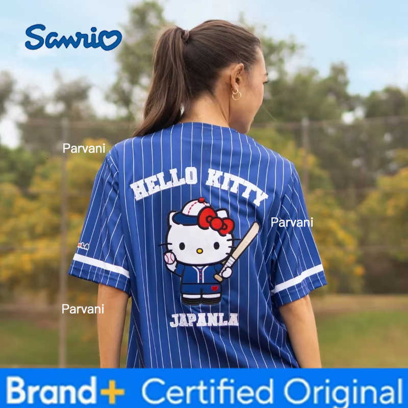 Sanrio 2026New Hello Kitty T-shirt Cartoon Baseball JerseySportswear Womens Loose Casual Lightweight Breathable Fashion Streetwear Tops H260228