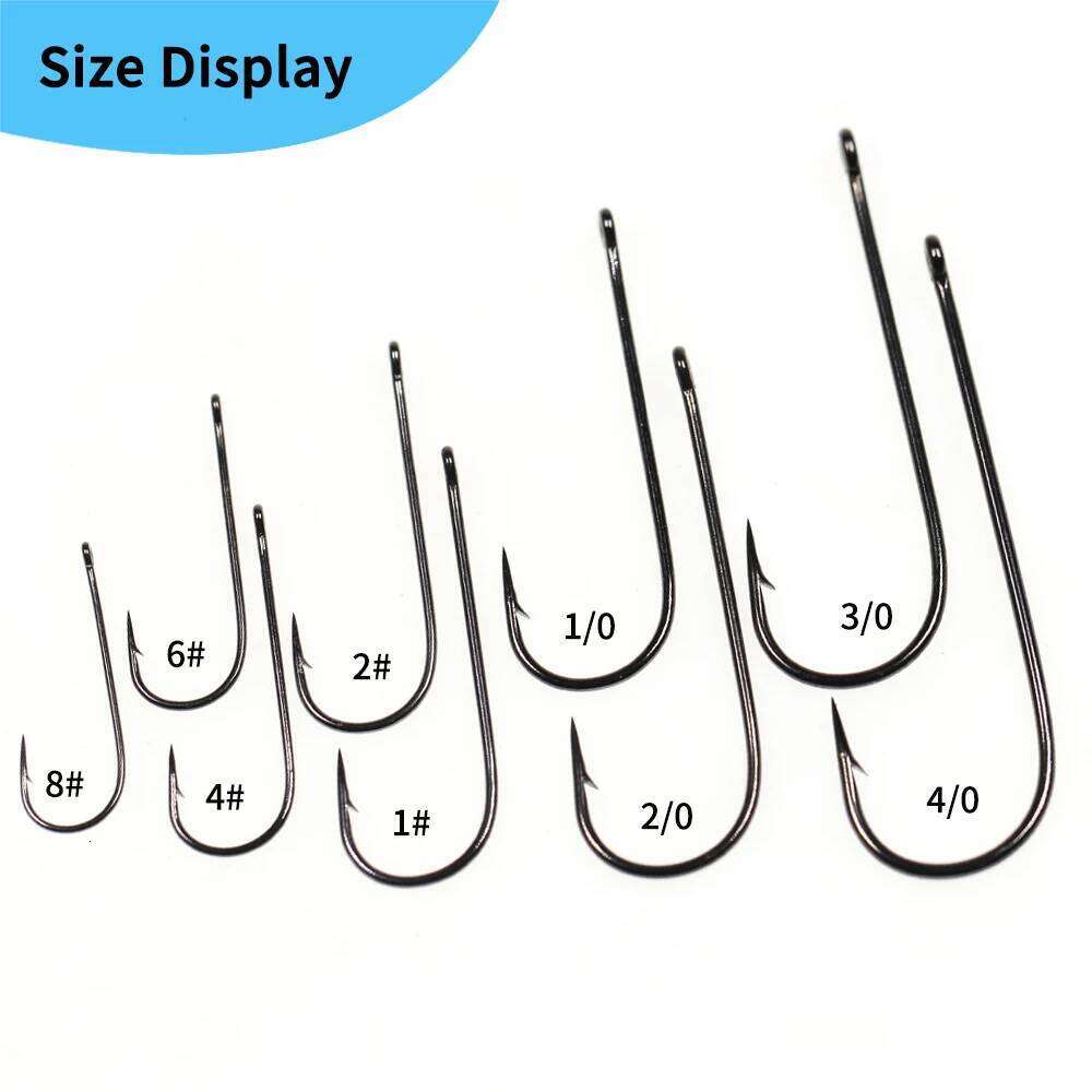 Elllv 50pcs 8# - 4/0 Long Shank Fine Wire Aberdeen Saltwater Freshwater Fishing Live Bait/Sabiki Rigs/Bass Trout Fly Hook Z260228