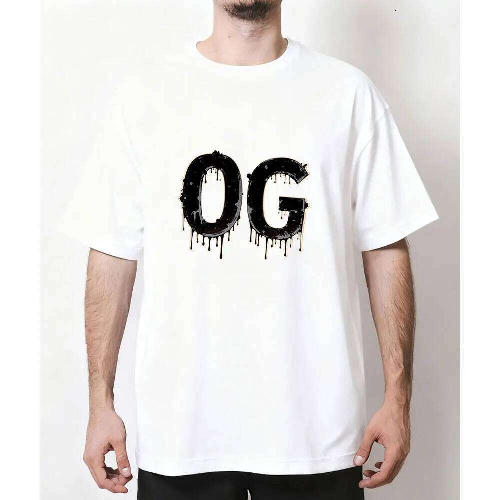 Black Drip Typography Print T-Shirt Casual cotton graphic t shirts Creative streetwear Classic O-neck shirt C260228 - view 5