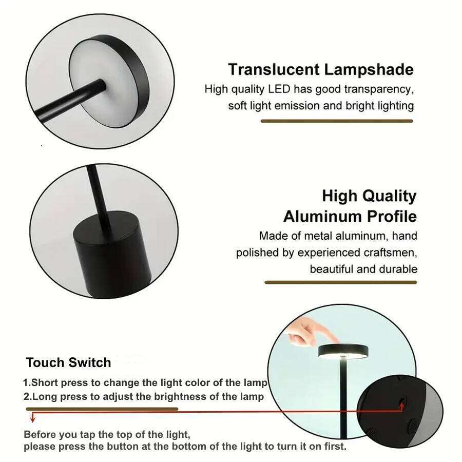 Simple Touch Led Table Rechargeable Desk Lamp 3 Color Bedside Creative Ambient Room Restaurant Bar Decor Night Light Z260227