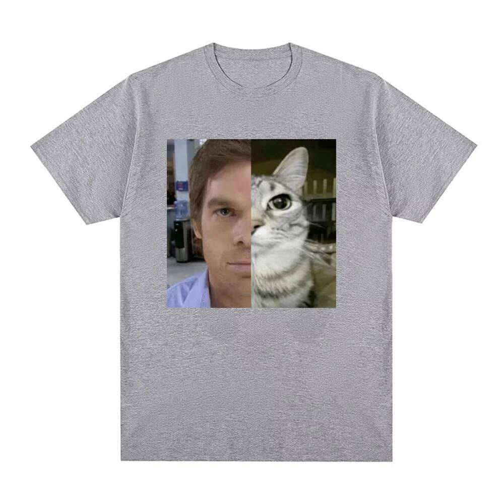 Dexter Morgan Funny Cat Meme T-shirts Cotton Short Sleeve O Neck T-shirt Streetwear Men's Women Clothes Harajuku Tee Shirt Tops C260228 - view 5