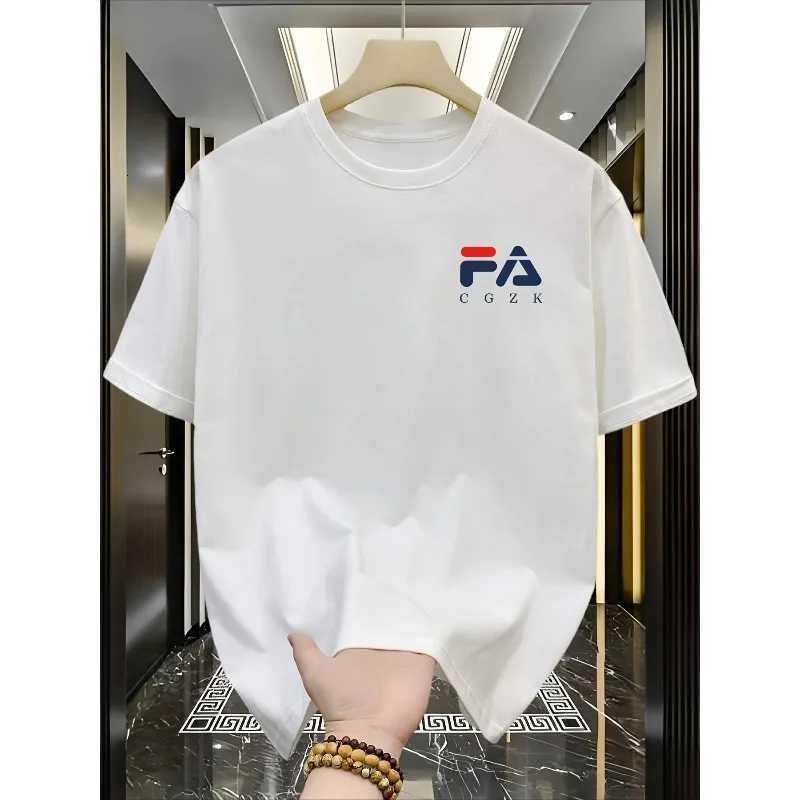 Men's 100% Cotton Luxury Y2K T-Shirt High-End Summer Streetwear Short SleeveT260228