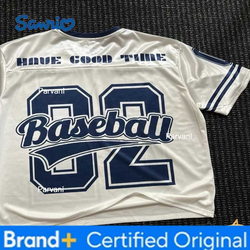 Sanrio Summer Hello Kitty Tshirt Cartoon Sportswear Women Men Y2K V-neck Loose Casual Lightweight Breathable Streetwear Tops H260228