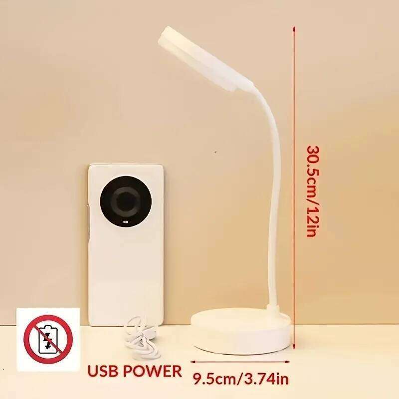 Flexible LED Desk Lamp with 3-Level Dimmer, USB Powered, Eye-Caring, Warm, White Light, Perfect for Home, Office, Reading, Study Z260227