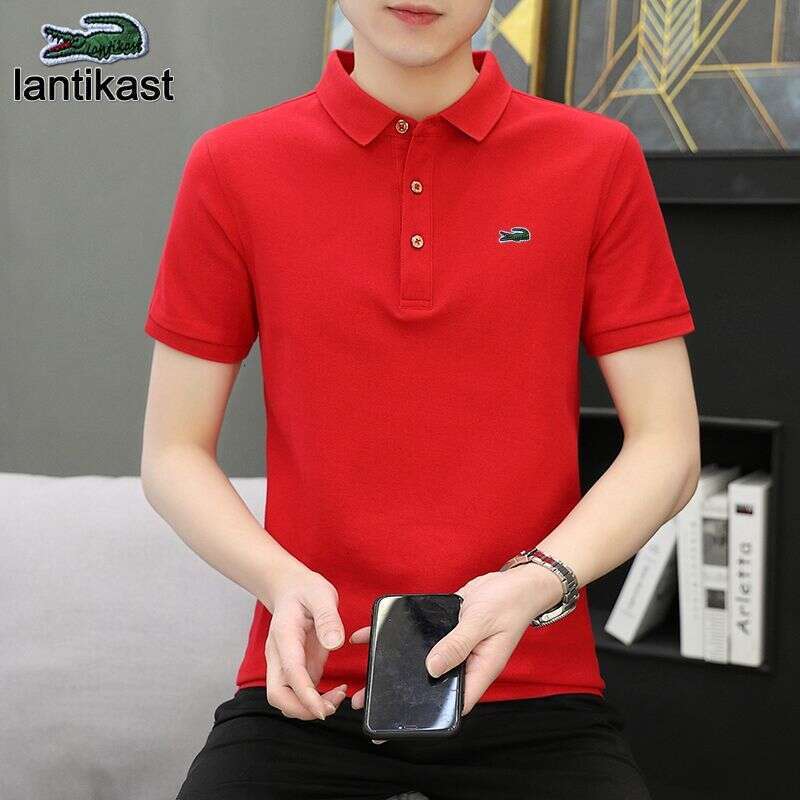 Noble Crocodile Special Price Short designer handbag Sleeve T-Shirt Men's Polo Shirt Loose Casual LANTI KAST Turn-down Collar T-shirt Extra Large