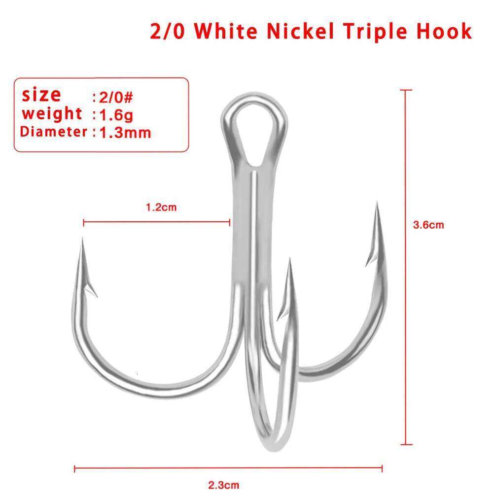 Balanzze Hooks Triple 10pcs Size 3/0-12# Anchor Barbed Treble Hook High Carbon Steel Fishing Tackle Z260228