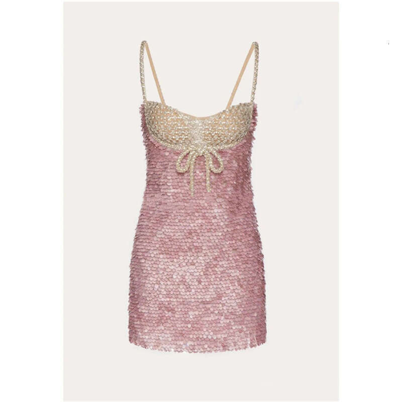 2026 Spring/Summer Celebrity Women's Designer Style Light Luxury Glitter Slimming Mini Dress