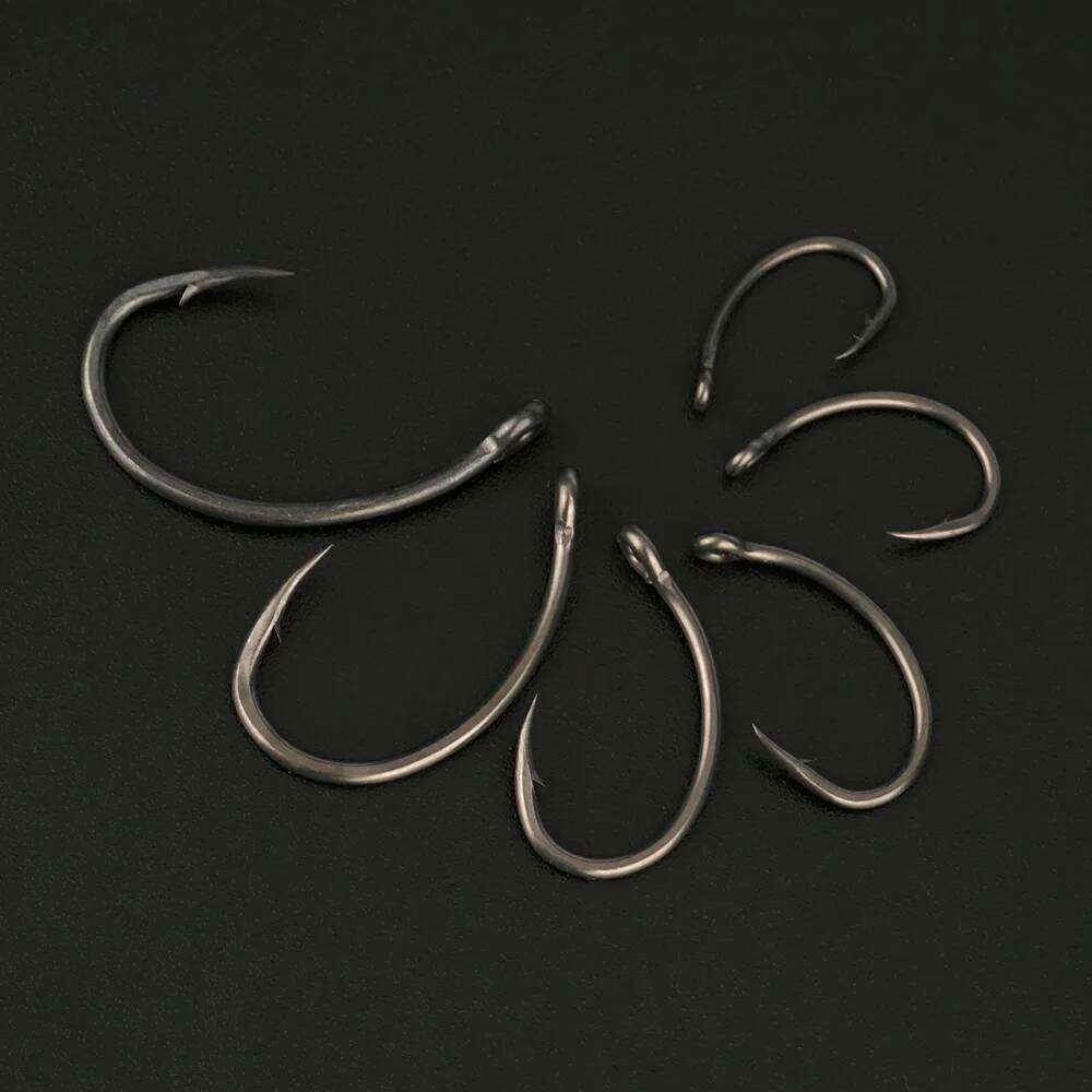 Hirisi 50pcs PTFE Coating Carp Steel Barbed Hooks In Box 8011 Fishing Accessories Z260228