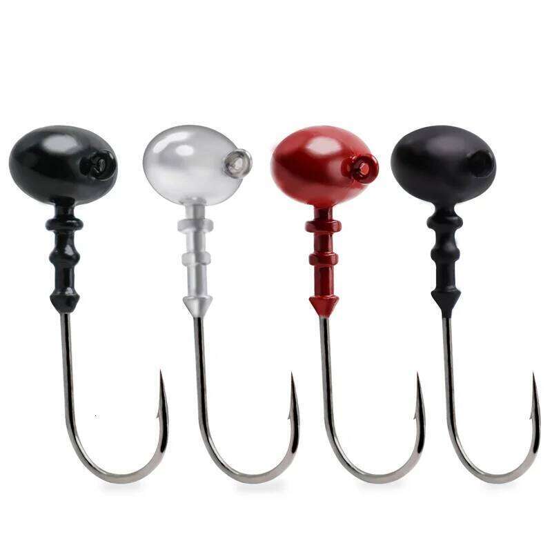 SKY Oval Head JIG 5G 7G 10G 4 Colors For Soft Lure Jig Barbed Fishhooks Saltwater Or Freshwater Fishing Bass Hook Z260228