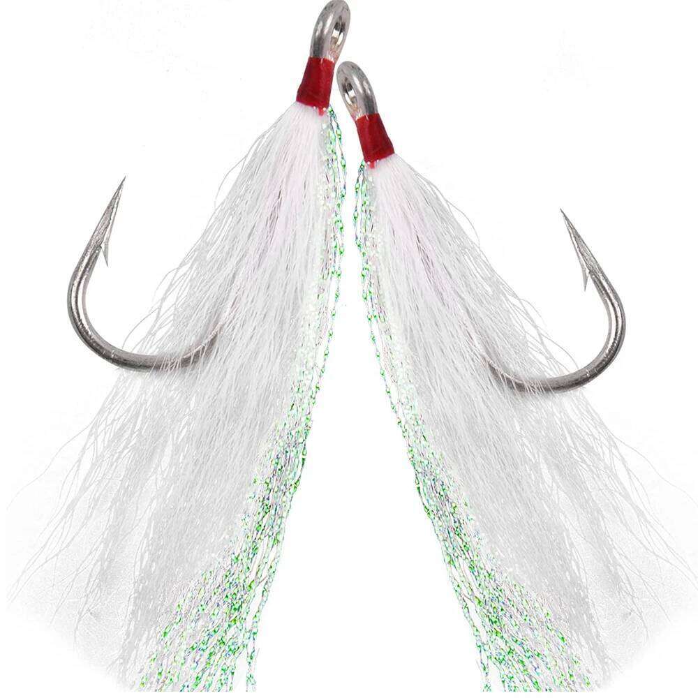 8Pcs/4Pcs Bucktail Teasers Hook Saltwater Lures Rig Stainless Steel Fishing Jig Hooks For Catfish Bass Z260228