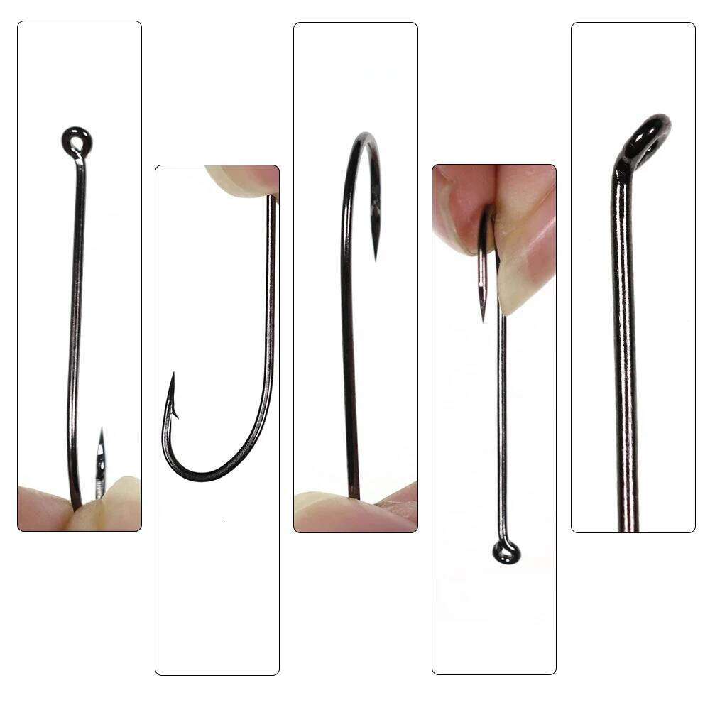 WIFREO 30pcs High Carbon Steel Fly Tying Up-turned Eye 2X Long Shank Black Nickle Salmon/Steel Head Flies and Nymph Hook Z260228