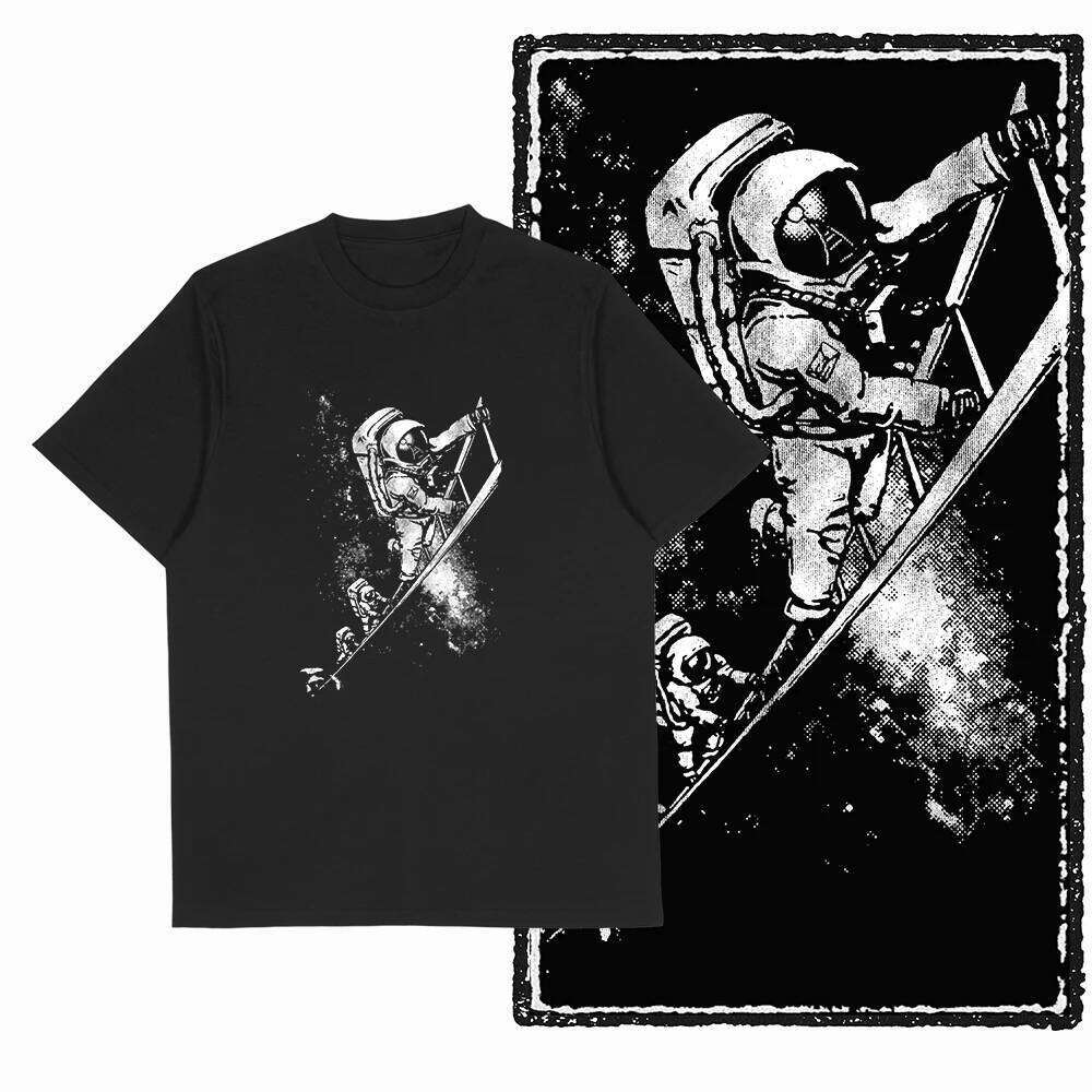 Coolmind SA 100% Cotton Spaceman astronaut Graphic T fo men Cool Moon print Big Size vintage BLACK men's novelty tee shirt C260228 - view 4