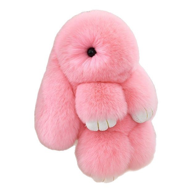 Fur Rabbit Keychain Pendant Rex Rabbit Fur Bag Car Keyholder Ring Chain Jewelry In addition cute rabbit toy keychain 241218